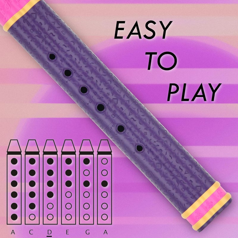 BáFlute BaFlute Native American Style Drone Flute, Key of A 432hz, Double Chamber Drone Flute, 3D Printed, 90's Vibe (Purple) - Image 5